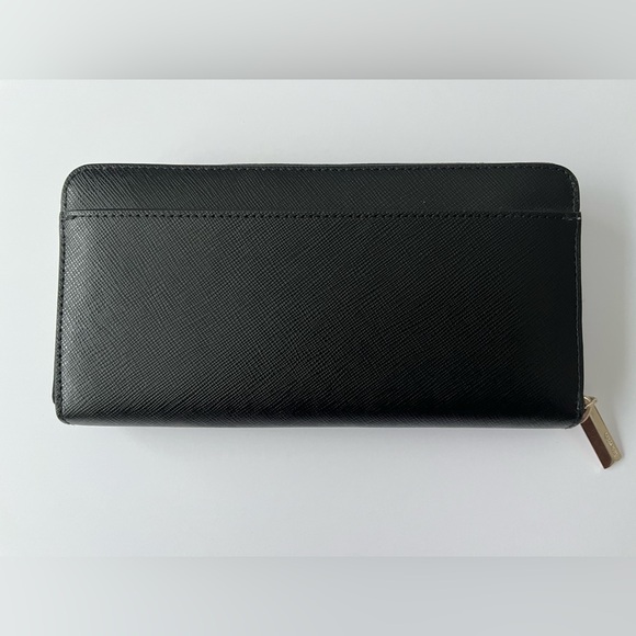 kate spade black leather wallet lots of storage blush pink interior - Picture 2 of 9